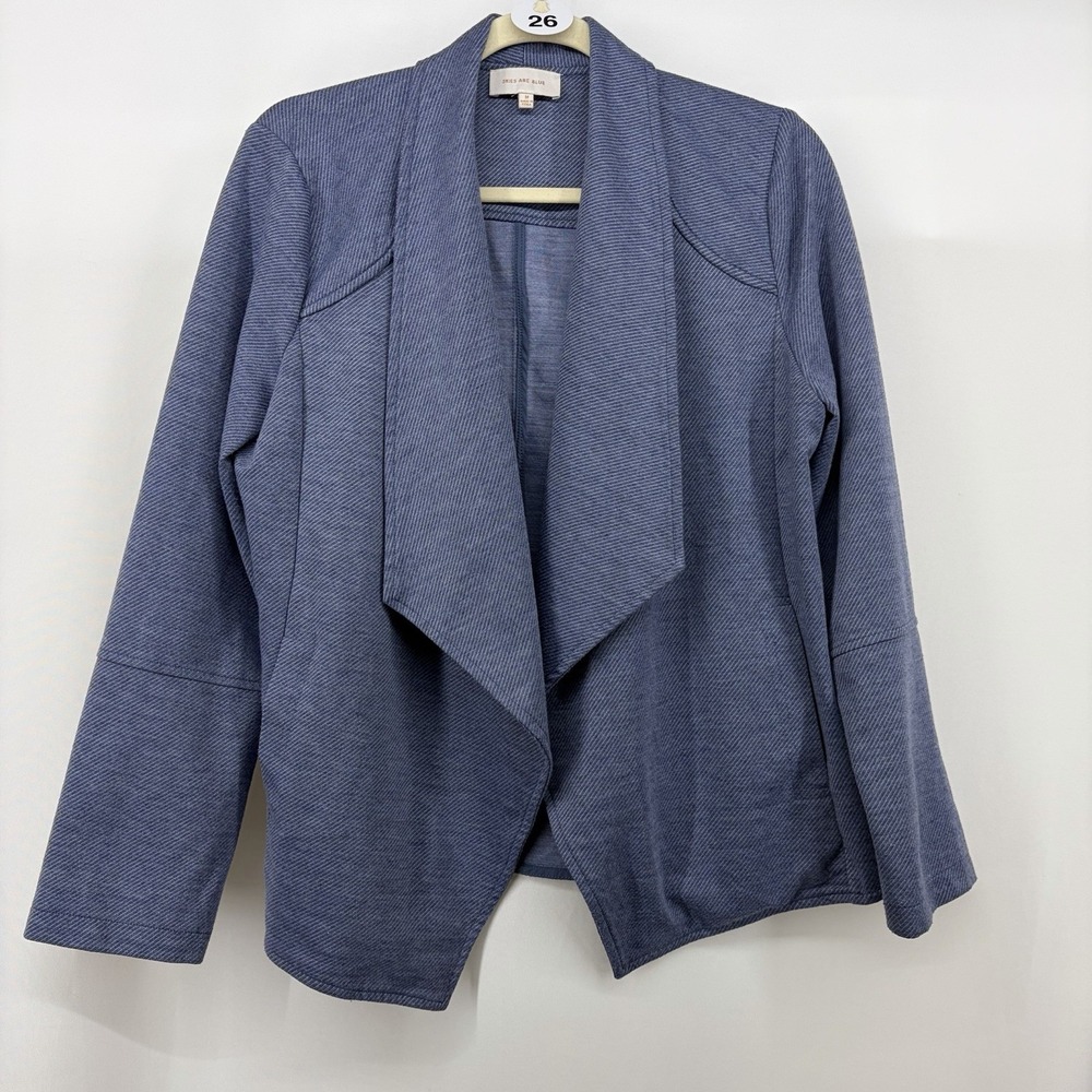 Skies Are Blue Size M Sweater Blazer Womens Slate Blue Cardigan Open Front Light